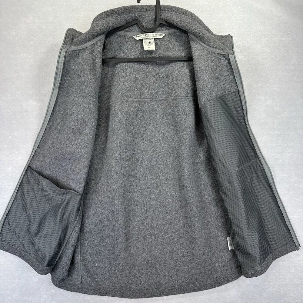 Mack’s Prairie Wings‎ Men's XL Gray Fleece Vest Hunting Multifunctional Full Zip